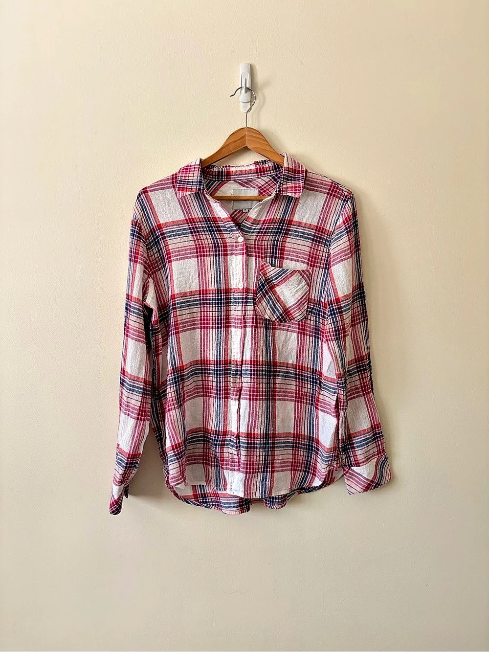 Rails Plaid Linen Blend Button Down Size Medium
